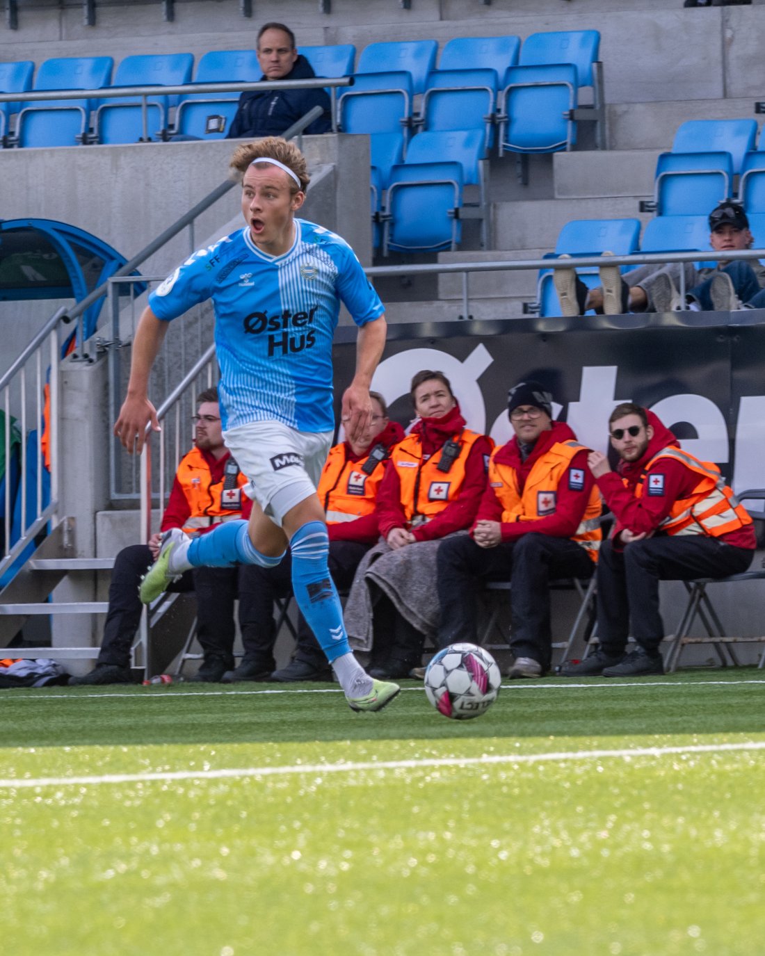 Erik Berland i fint driv fremover, her i vårens kamp mot Levanger. Foto: Nanco Hoogstad